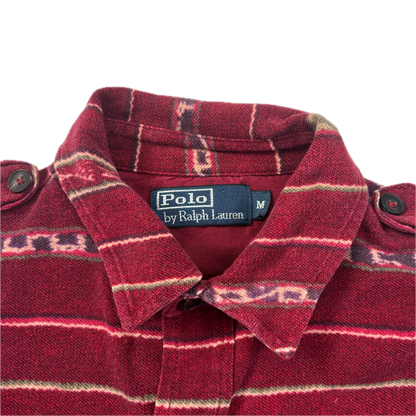 Polo Ralph Lauren Red Aztec Serape Southwestern Mesh Shirt - M