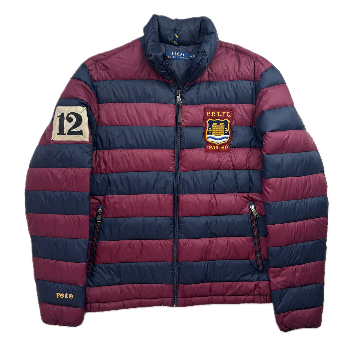 Polo Ralph Lauren Rugby PRLFC Navy Burgundy Lightweight Puffer Jacket Down Coat - M