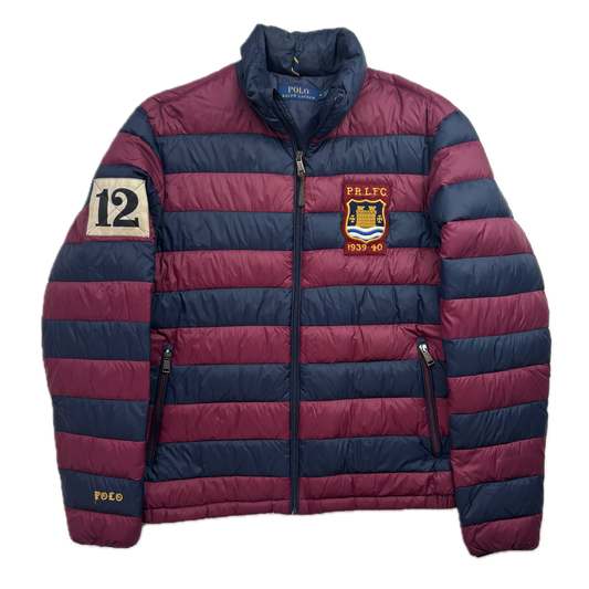 Polo Ralph Lauren Rugby PRLFC Navy Burgundy Lightweight Puffer Jacket Down Coat - M