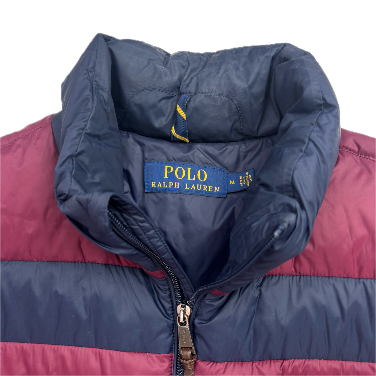 Polo Ralph Lauren Rugby PRLFC Navy Burgundy Lightweight Puffer Jacket Down Coat - M