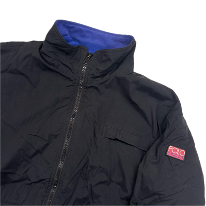 Polo Ralph Lauren Black Polo Sport Hi-Tech Patch Windbreaker Fleece Lined Jacket - L