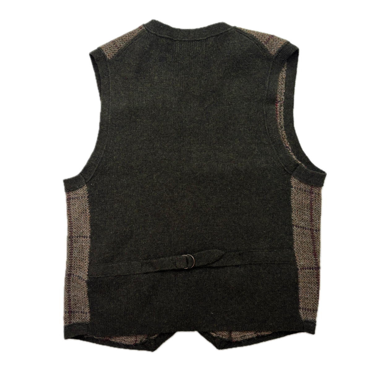 Polo Ralph Lauren Brown Green Tweed Windowpane Waistcoat (Wool Alpaca) - L
