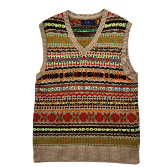 Polo Ralph Lauren Beige Fairisle Vest (Cotton Cashmere) - M