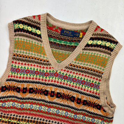 Polo Ralph Lauren Beige Fairisle Vest (Cotton Cashmere) - M