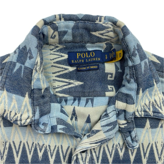 Polo Ralph Lauren Blue Aztec Beacon Classic Fit Indigo Shirt - S