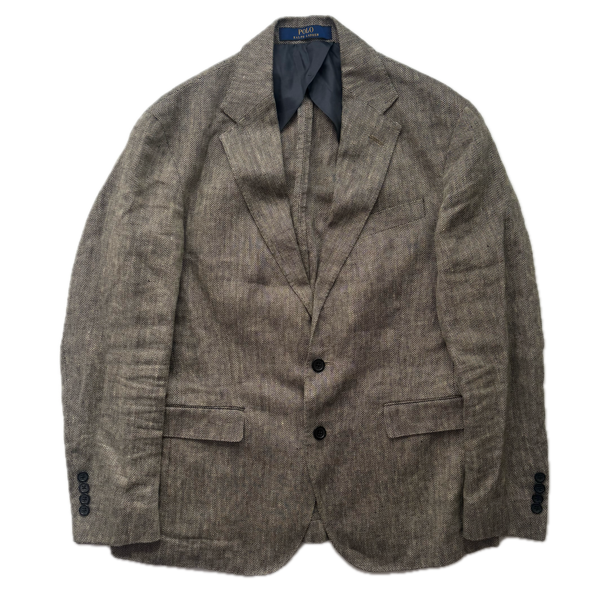 Polo Ralph Lauren Grey Herringbone Blazer Sports Coat (Linen) - 38S
