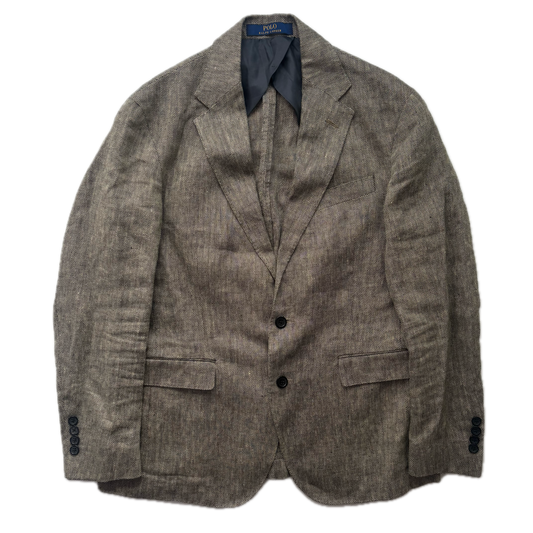 Polo Ralph Lauren Grey Herringbone Blazer Sports Coat (Linen) - 38S