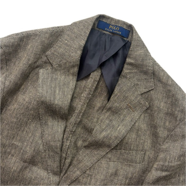 Polo Ralph Lauren Grey Herringbone Blazer Sports Coat (Linen) - 38S