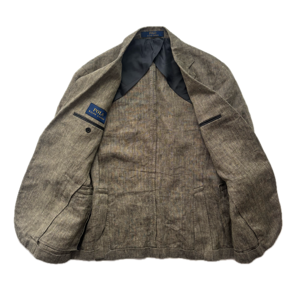 Polo Ralph Lauren Grey Herringbone Blazer Sports Coat (Linen) - 38S