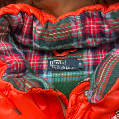 Polo Ralph Lauren Orange Ski Patrol Club Hooded Plaid Lined Body Warmer Gilet - M