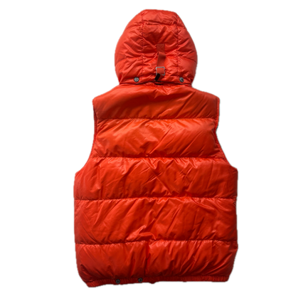 Polo Ralph Lauren Orange Ski Patrol Club Hooded Plaid Lined Body Warmer Gilet - M
