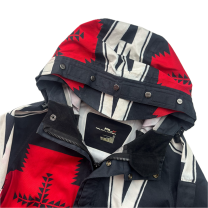 RLX Ralph Lauren Black Red Aztec Beacon Rain Coat  - S