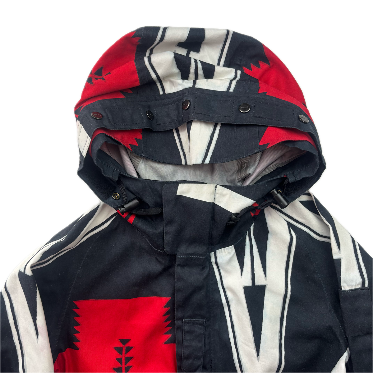RLX Ralph Lauren Black Red Aztec Beacon Rain Coat  - S