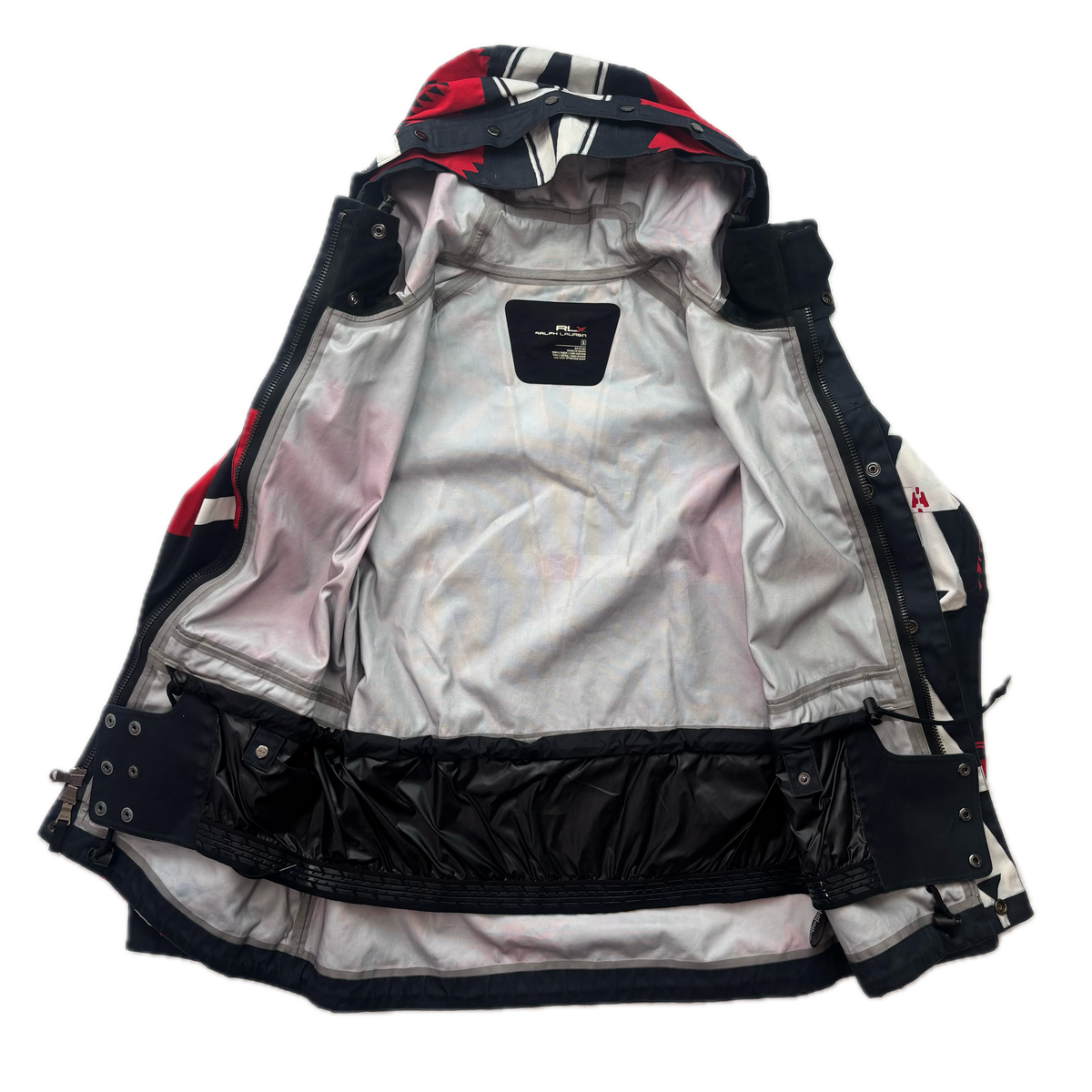 RLX Ralph Lauren Black Red Aztec Beacon Rain Coat  - S