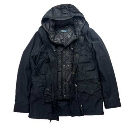 Polo Ralph Lauren 2 in 1 Black Utility Jacket with Quilted Liner - S
