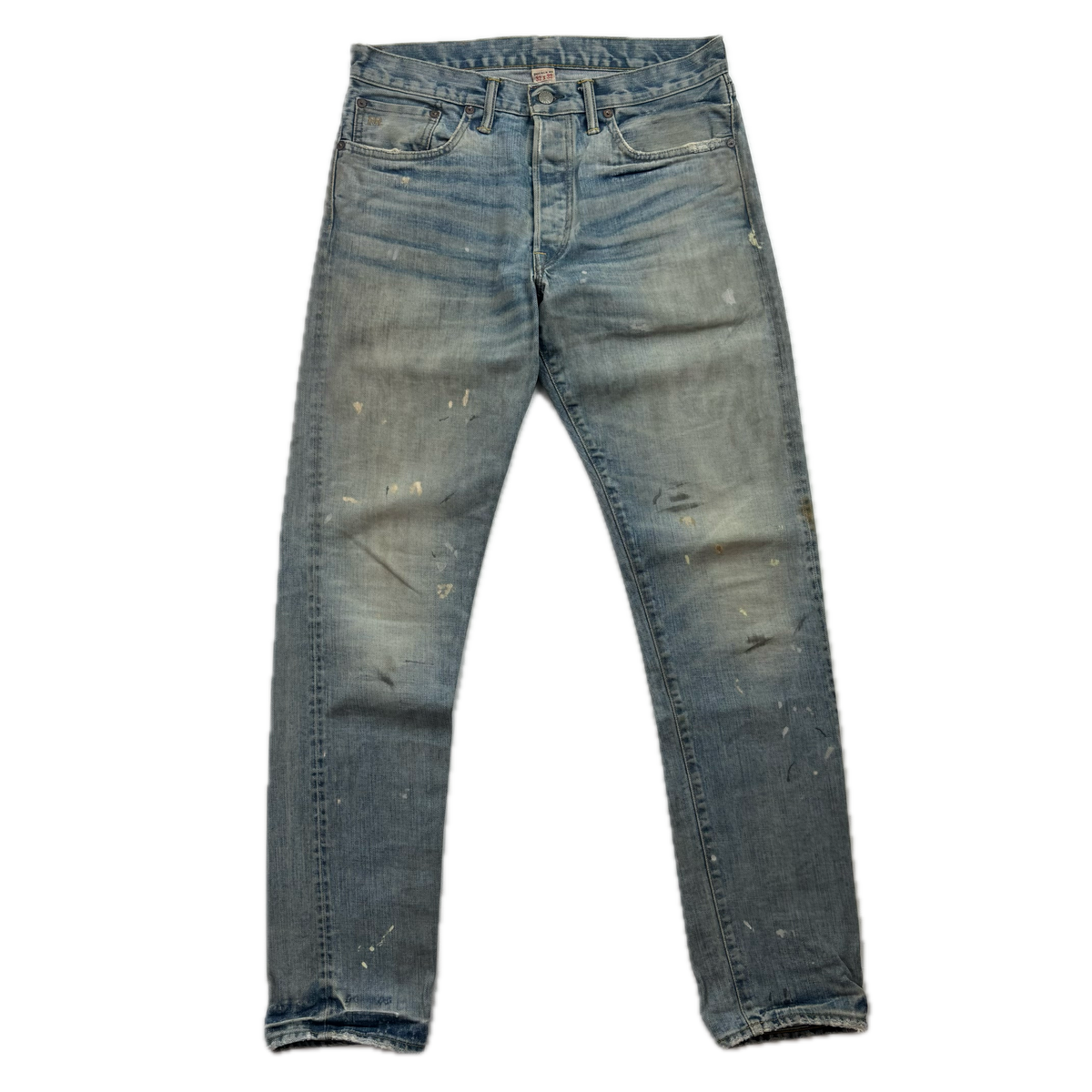 RRL Ralph Lauren Blue Jeans Paint Splatter Slim Narrow Denim - 32x32