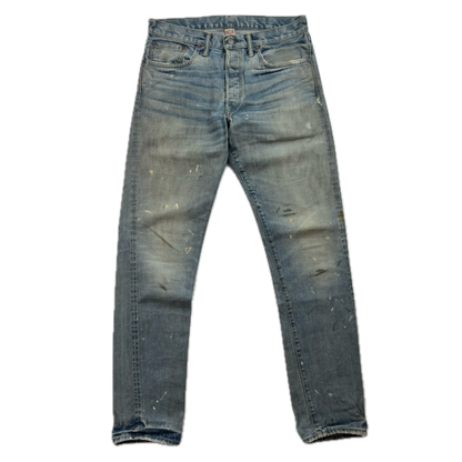 RRL Ralph Lauren Blue Jeans Paint Splatter Slim Narrow Denim - 32x32