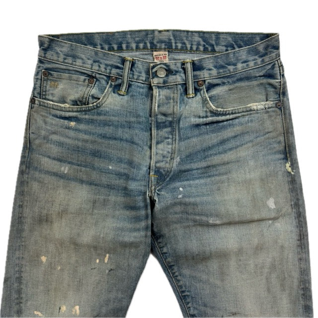 RRL Ralph Lauren Blue Jeans Paint Splatter Slim Narrow Denim - 32x32
