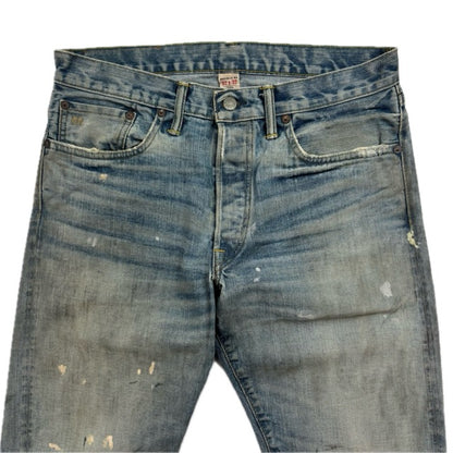 RRL Ralph Lauren Blue Jeans Paint Splatter Slim Narrow Denim - 32x32