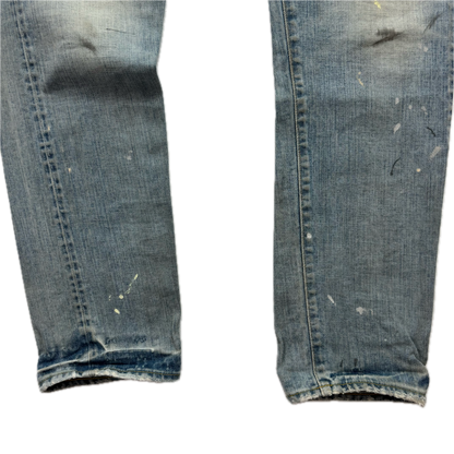 RRL Ralph Lauren Blue Jeans Paint Splatter Slim Narrow Denim - 32x32