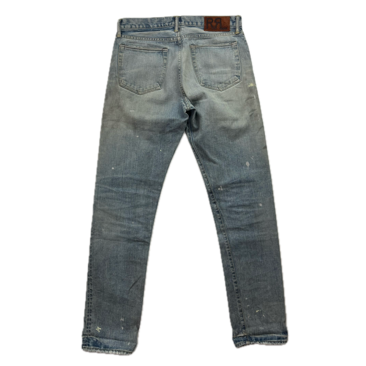 RRL Ralph Lauren Blue Jeans Paint Splatter Slim Narrow Denim - 32x32