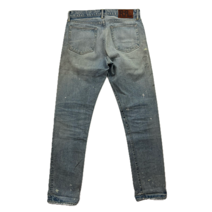 RRL Ralph Lauren Blue Jeans Paint Splatter Slim Narrow Denim - 32x32