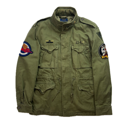 Polo Ralph Lauren Green Military Army Patches Field Parka Jacket  - L
