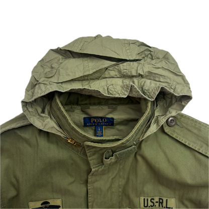 Polo Ralph Lauren Green Military Army Patches Field Parka Jacket  - L