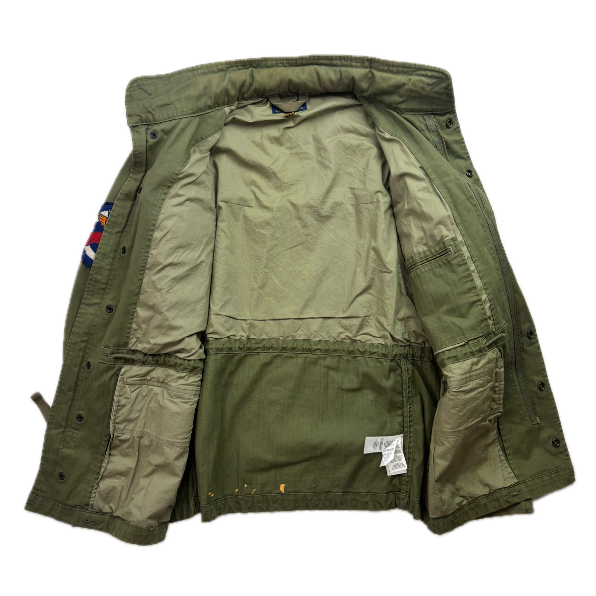 Polo Ralph Lauren Green Military Army Patches Field Parka Jacket  - L