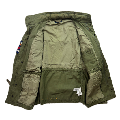 Polo Ralph Lauren Green Military Army Patches Field Parka Jacket  - L