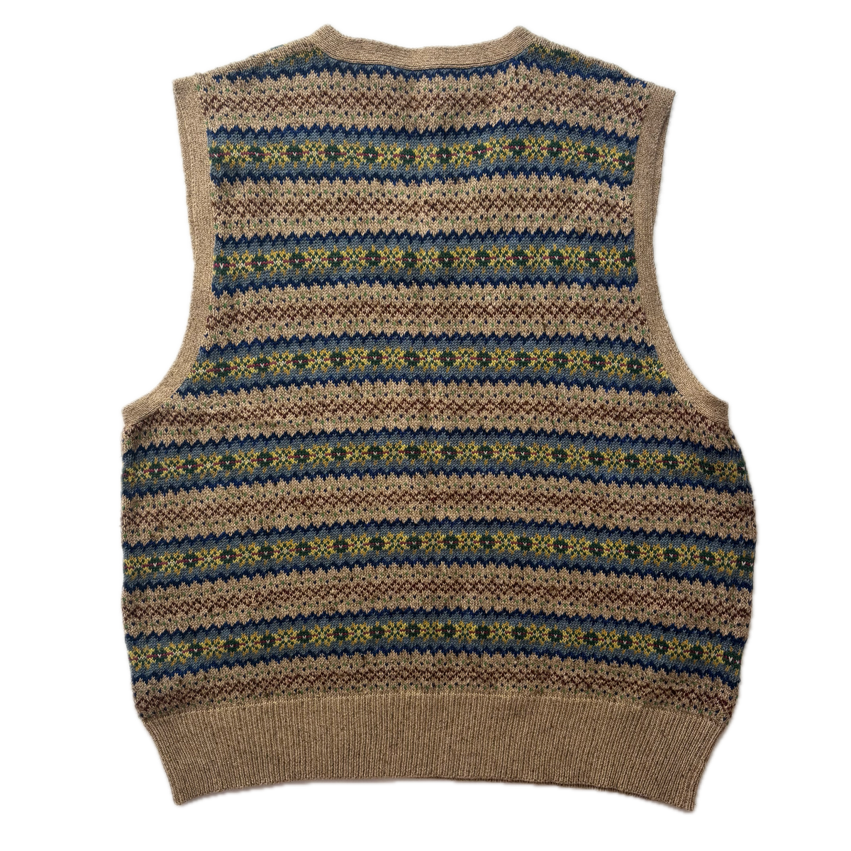 Polo Ralph Lauren Beige Fairisle Vest (Cotton Linen Silk Cashmere) - L