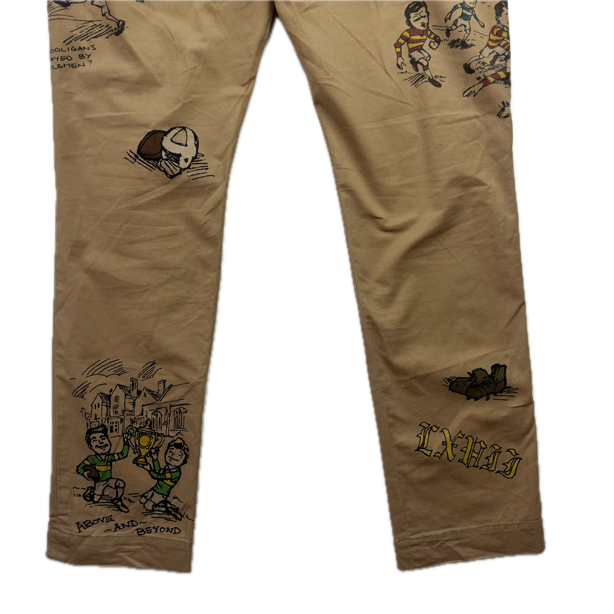 Polo Ralph Lauren Rugby Graphic Print Tan Stretch Slim Fit Chinos - 34x32