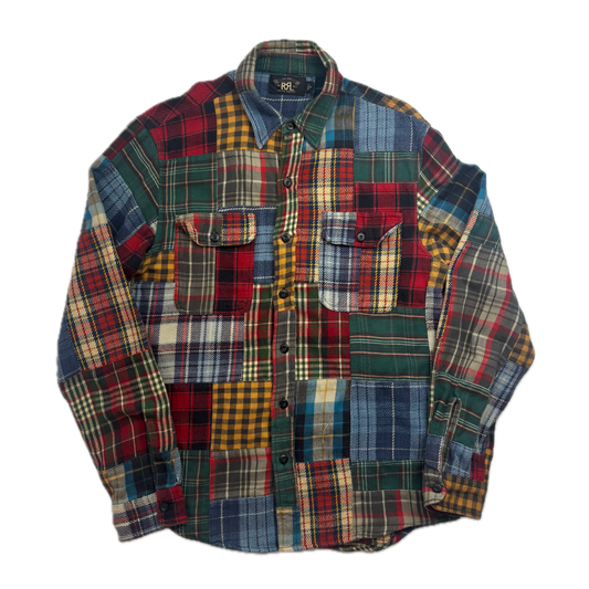 RRL Patchwork Plaid Brushed Plaid Shirt (Cotton) - M