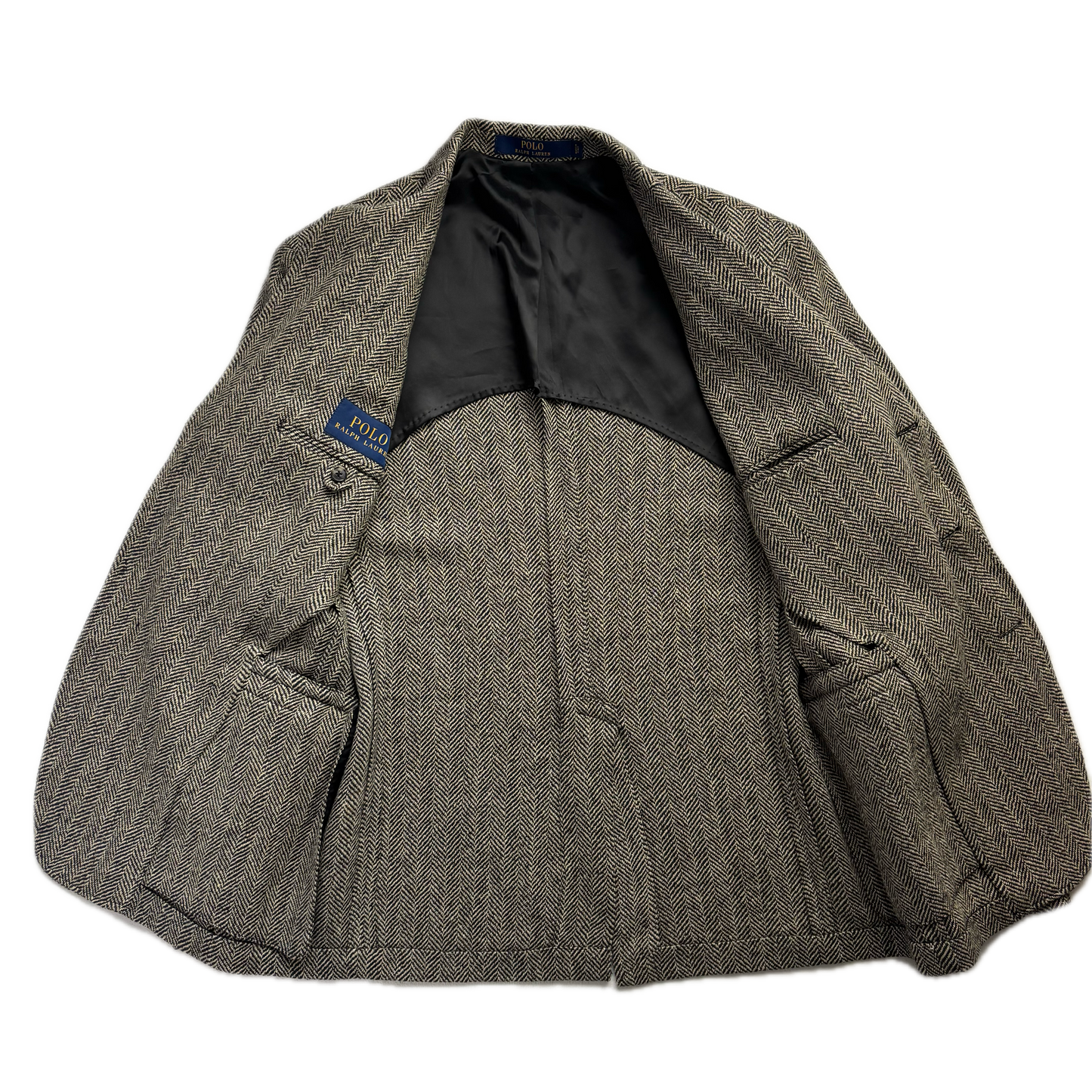 Polo Ralph Lauren Grey Herringbone Blazer Sports Coat (Linen Silk Wool) - 42R