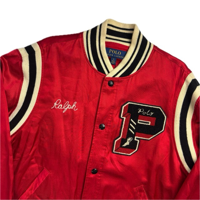 Polo Ralph Lauren Red Satin Varsity Tiger Letterman Jacket - M