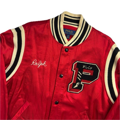 Polo Ralph Lauren Red Satin Varsity Tiger Letterman Jacket - M
