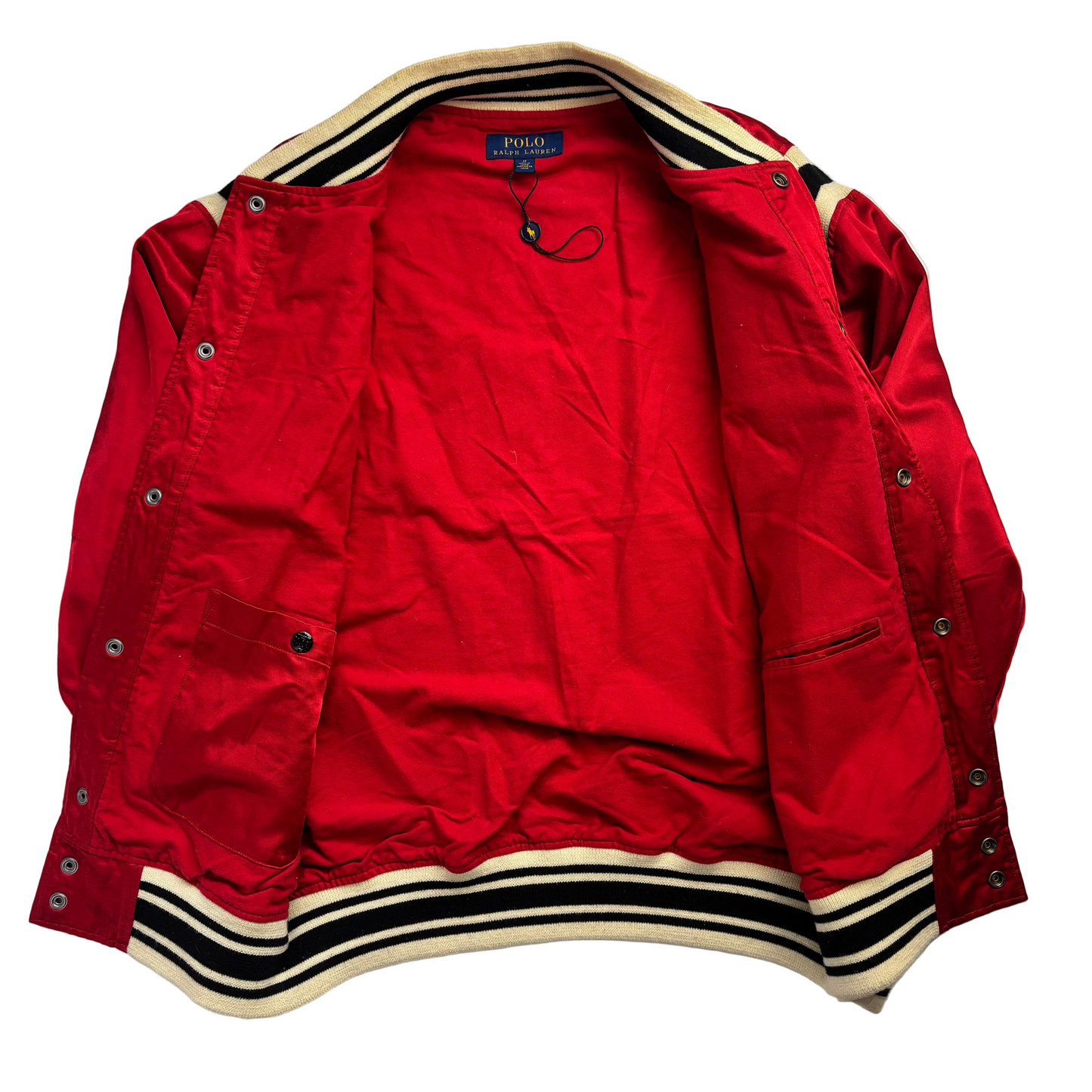 Polo Ralph Lauren Red Satin Varsity Tiger Letterman Jacket - M