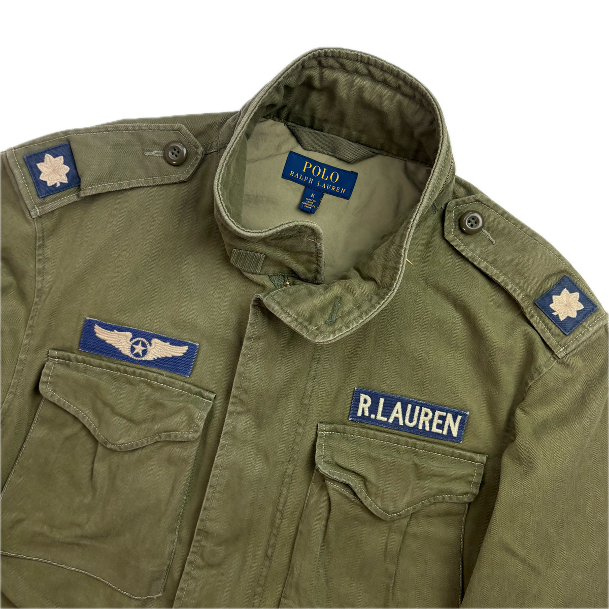 Polo Ralph Lauren Green Military Army Patches Parka Jacket  - M