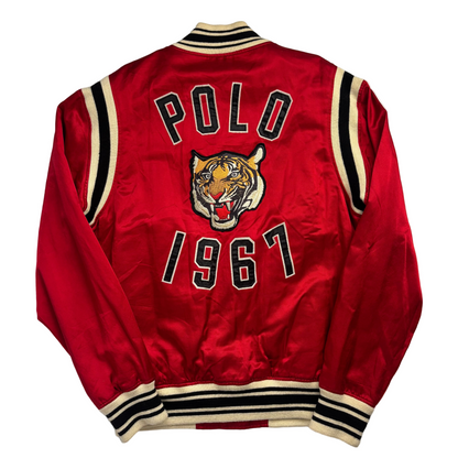 Polo Ralph Lauren Red Satin Varsity Tiger Letterman Jacket - M