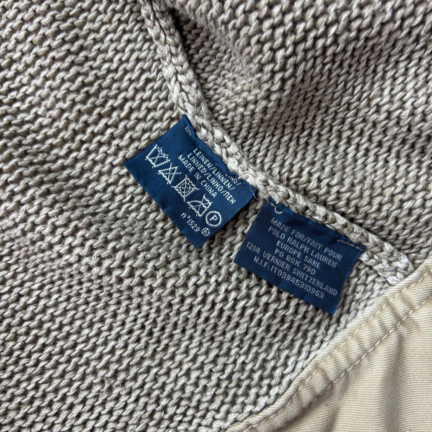 Polo Ralph Lauren Khaki Beige Military Distressed Cardigan (Linen) - L