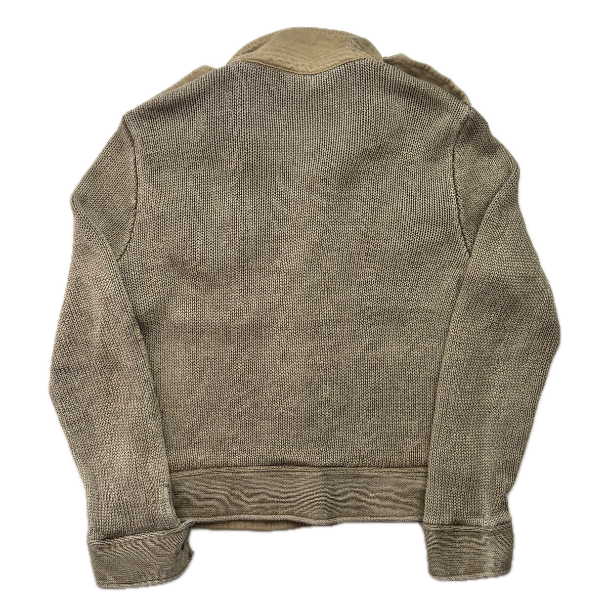 Polo Ralph Lauren Khaki Beige Military Distressed Cardigan (Linen) - L