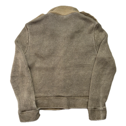 Polo Ralph Lauren Khaki Beige Military Distressed Cardigan (Linen) - L