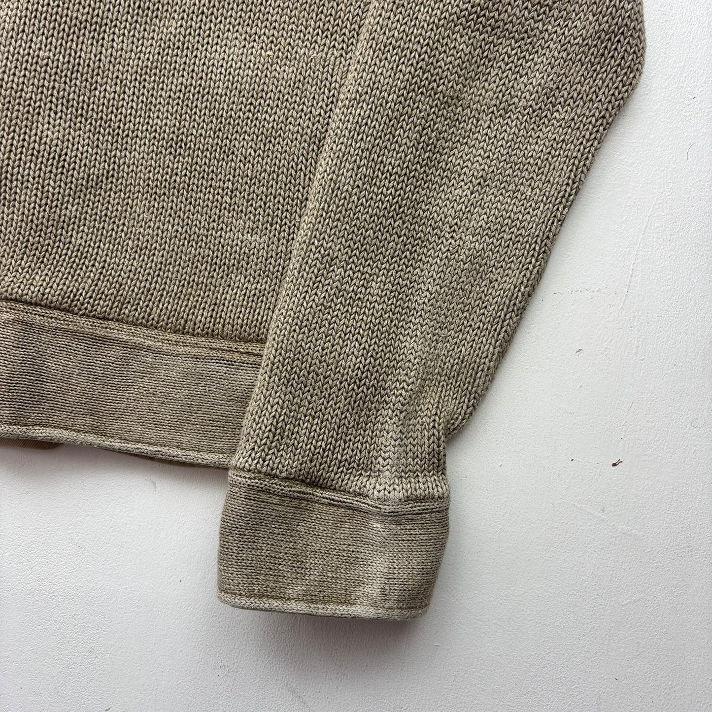 Polo Ralph Lauren Khaki Beige Military Distressed Cardigan (Linen) - L