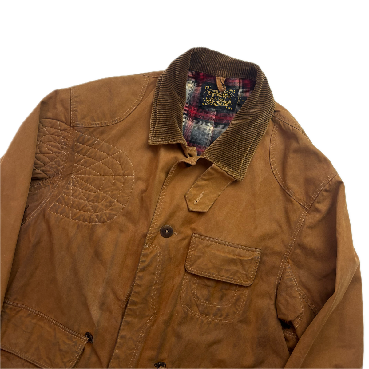 Polo Ralph Lauren Brown Waxed Oil Cloth Jacket Sportsman Hunting Coat - XL