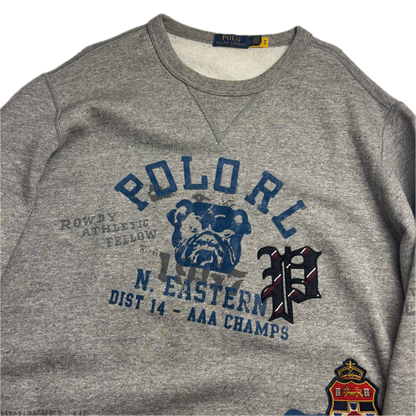 Polo Ralph Lauren Grey Bulldog Collegiate Patches PRLFC Sweatshirt - L