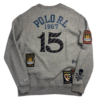 Polo Ralph Lauren Grey Bulldog Collegiate Patches PRLFC Sweatshirt - L
