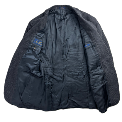 Polo Ralph Lauren Navy Glen Plaid Tweed Blazer Sports Coat (Wool Cashmere) - 40R