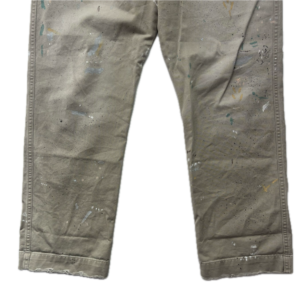 Polo Ralph Lauren Paint Splatter Distressed Beige Salinger Chinos Straight Fit - 34x32