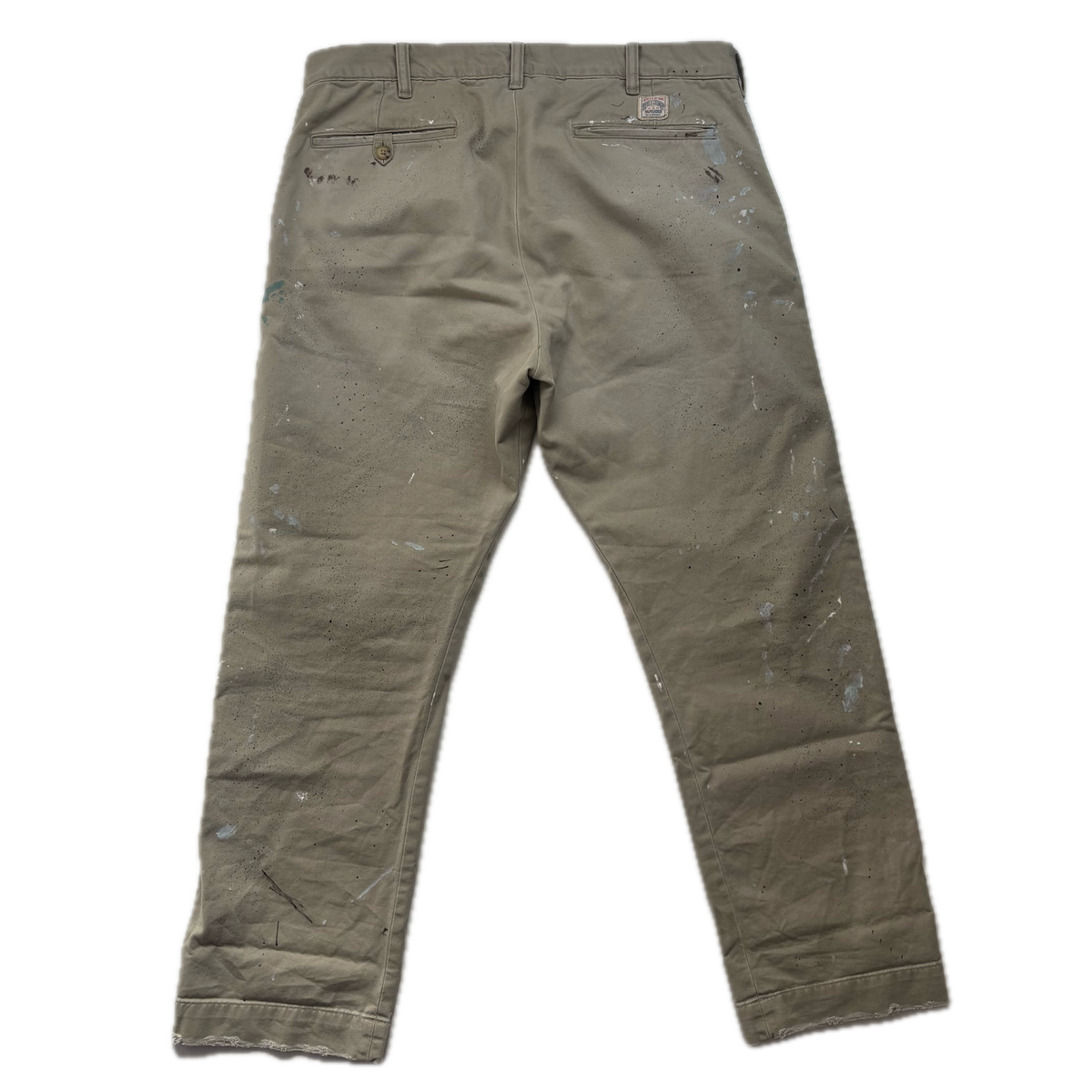 Polo Ralph Lauren Paint Splatter Distressed Beige Salinger Chinos Straight Fit - 34x32