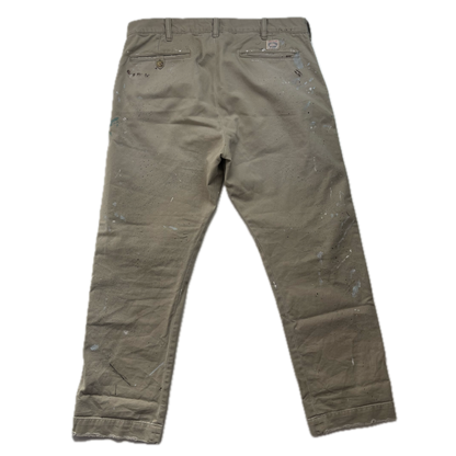Polo Ralph Lauren Paint Splatter Distressed Beige Salinger Chinos Straight Fit - 34x32